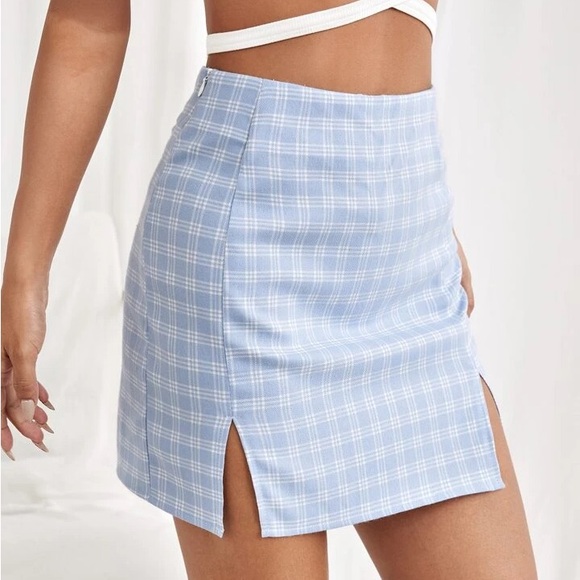 SHEIN Plaid Split Hem Skirt (XS/34/2) - Picture 4 of 5